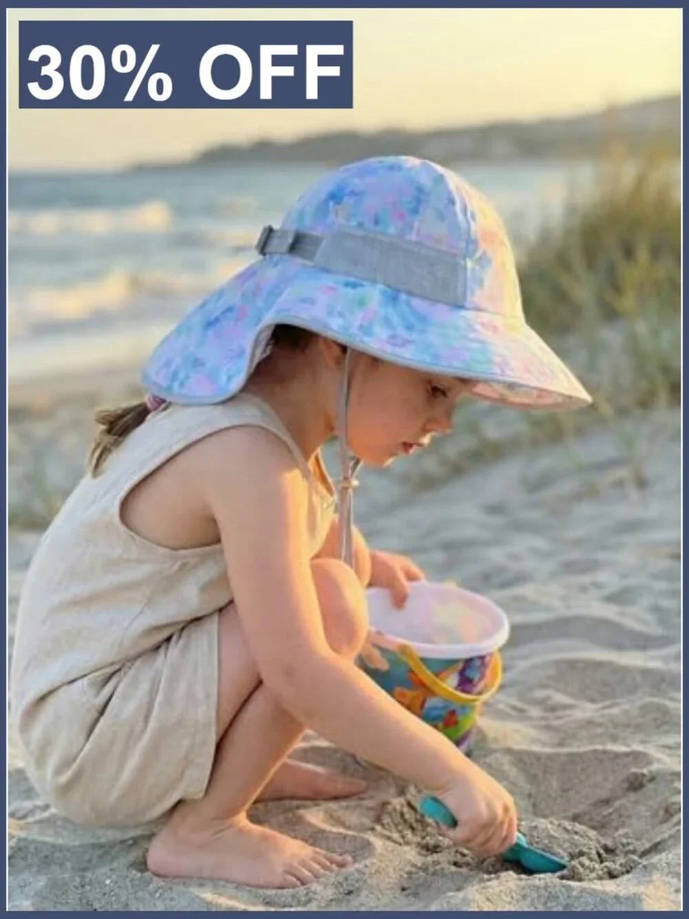 Kids UPF 50+ Bucket Hat with Neck Flap